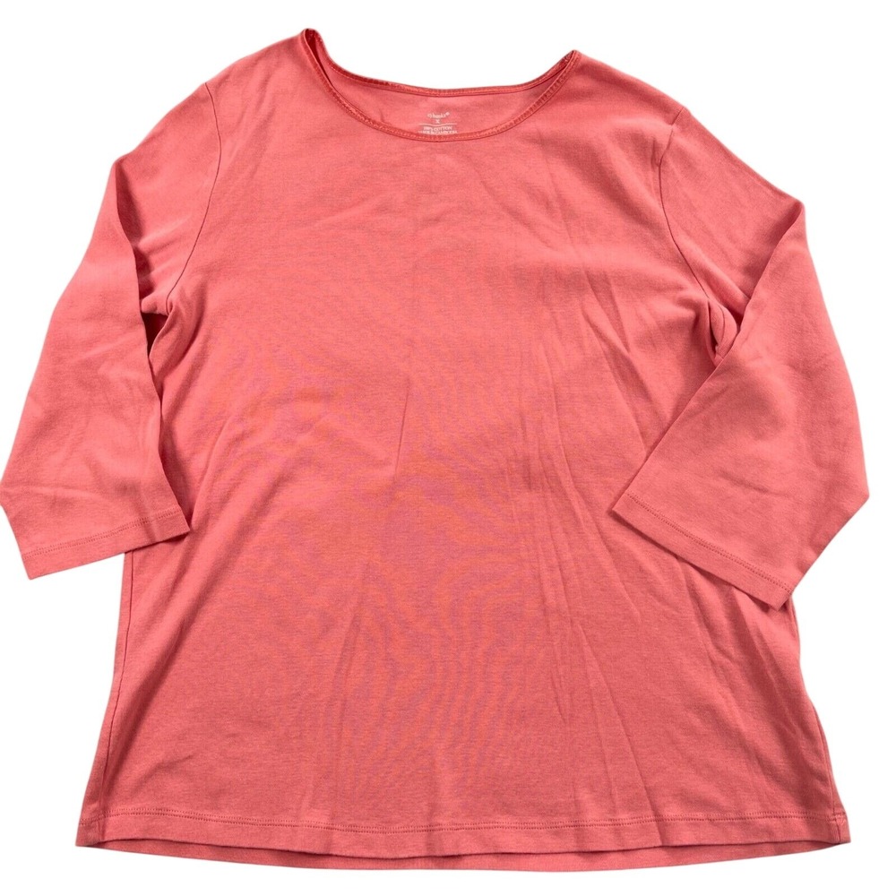CJ Banks Shirt Womens‎ X (14W) 100% Cotton Coral Pink Half Sleeve Tee